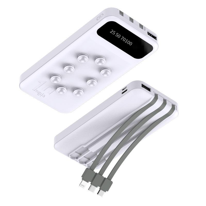 Cốc hút thuận lợi nhất đi kèm với dây sạc kho báu di động mỏng và nhẹ giá đỡ điện thoại di động dung lượng lớn sạc không dây nguồn điện di động logo tùy chỉnh