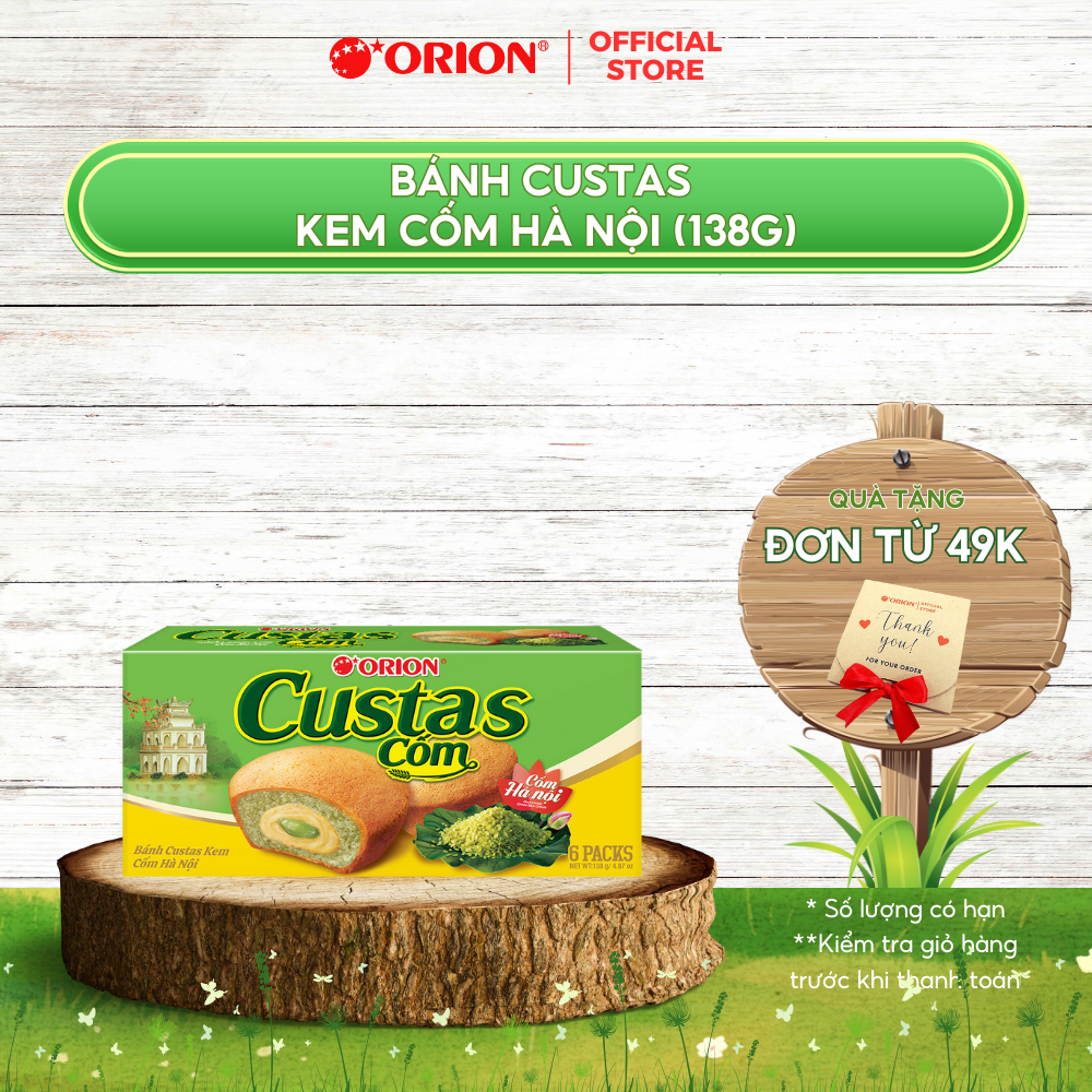 Hộp 6 gói bánh Orion CUSTAS vị CỐM Hà Nội