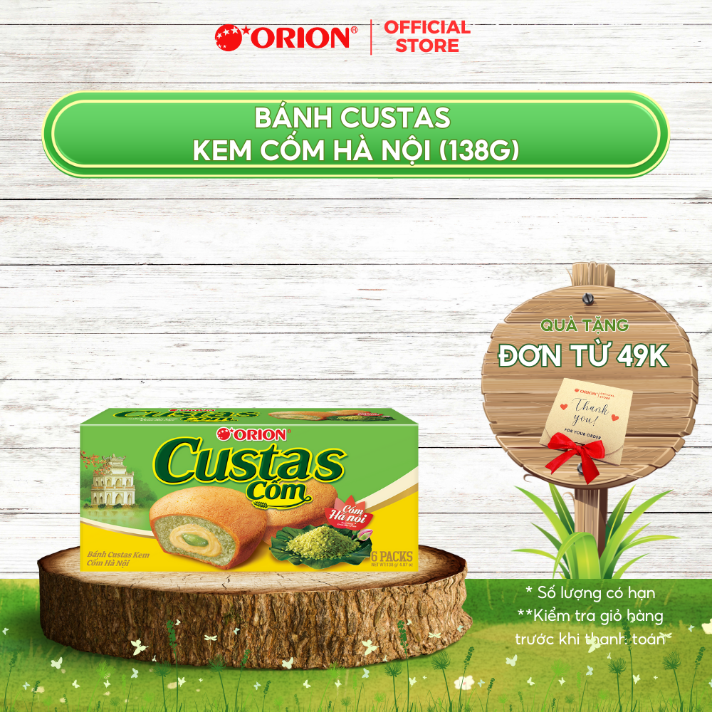 Hộp 6 gói bánh Orion CUSTAS vị CỐM Hà Nội (141G)