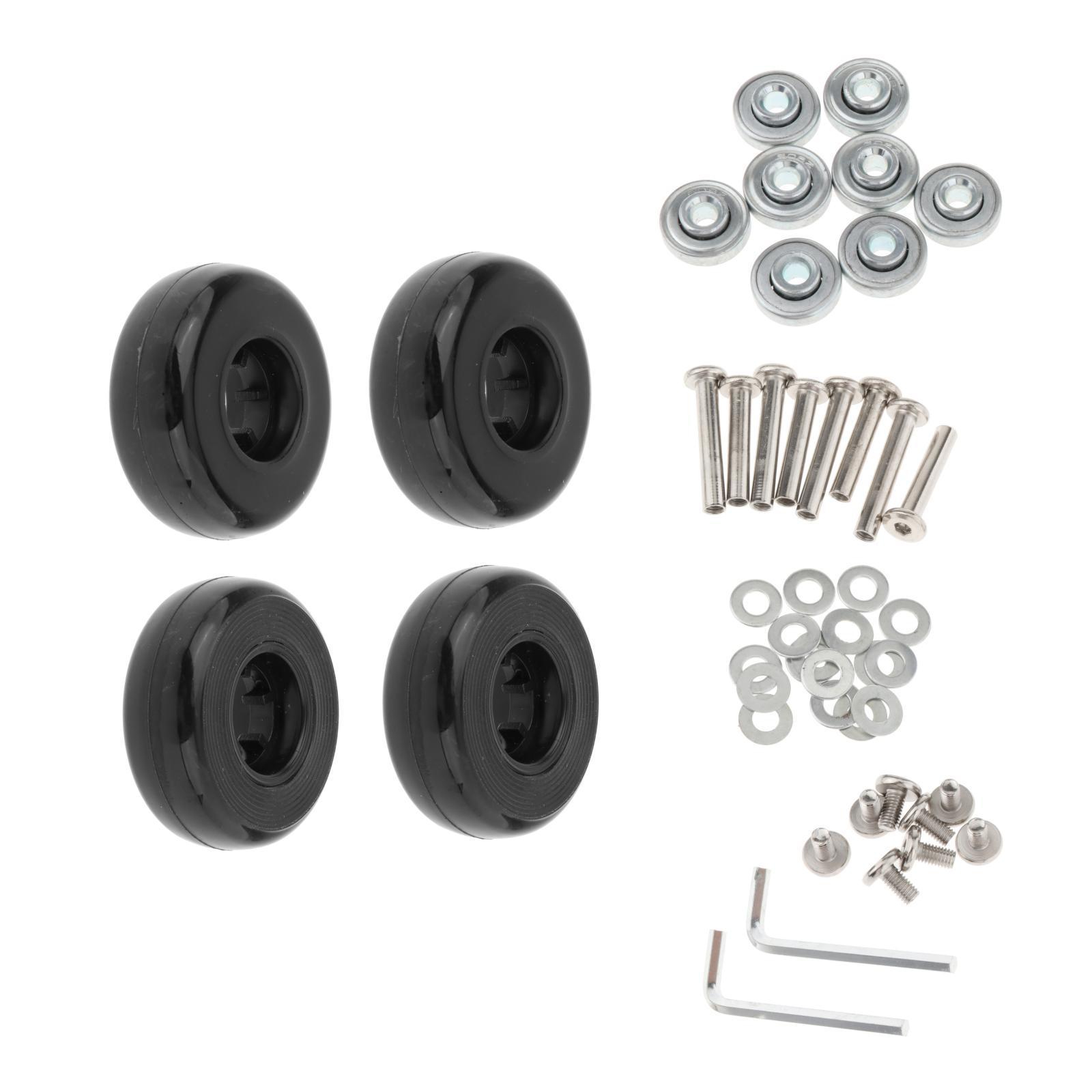 4x Replacement Suitcase Wheels PU Metal Swivel Caster Wheels Repair Set Easy Installation ,Axles Mute Luggage Suitcase Replacement Wheels Set