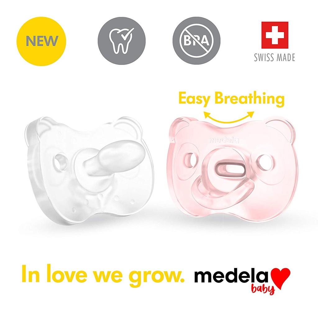 Ty ngậm Medela Baby Soft Silicon 0 - 6 tháng - Có hộp đựng tiệt trùng - Silicone mềm nguyên mảnh - Không chứa BPA