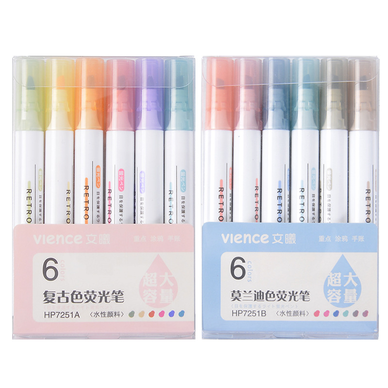 Bút Dạ Quang 6 Màu Highlight Pastel, Combo 6 Bút Nhớ Dễ Thương - BEYOU