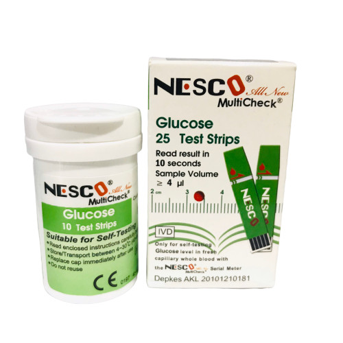 Hộp 25 Que thử Đường Huyết Glucose Dùng cho Máy 3 trong 1 Nesco Nw - 01