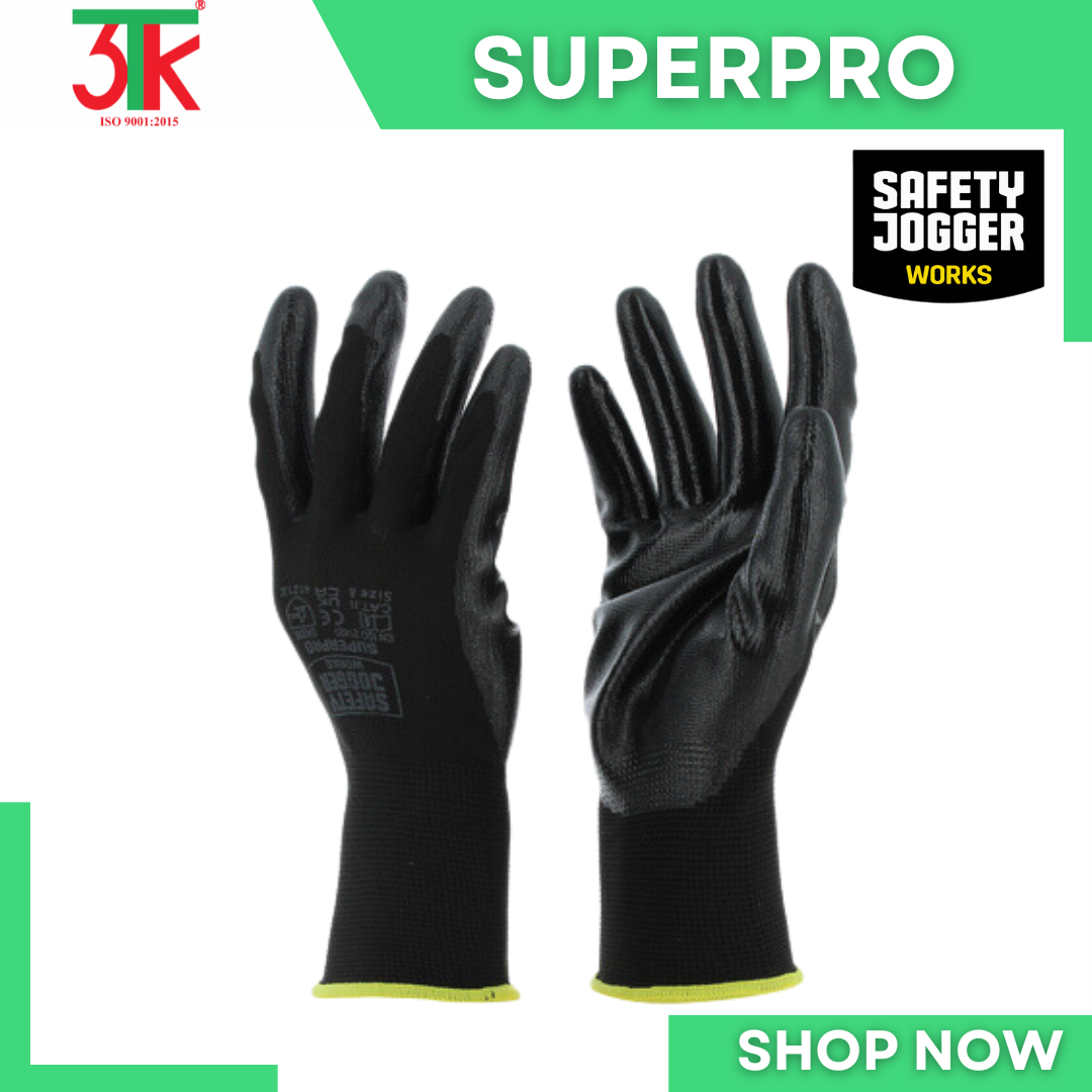 Găng tay chống dầu Safety Jogger SUPERPRO Đa năng, Phủ nitrile, Bao ôm tay thoáng khí, Chống trơn trượt, Cơ khí