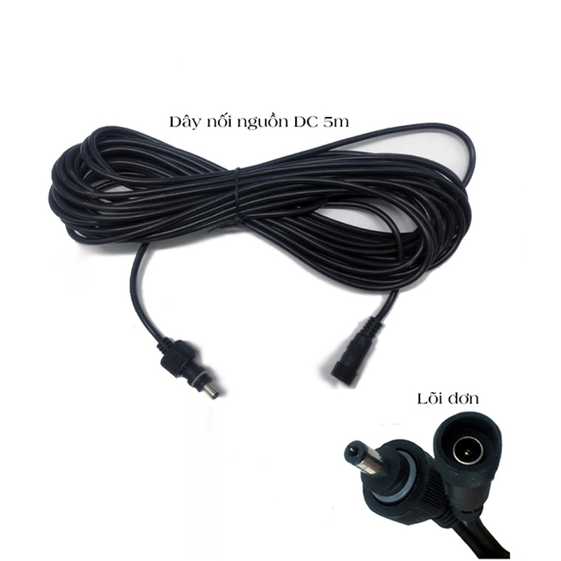 Dây nối nguồn dài 5m danh cho đèn năng lượng mặt trời chống mưa và chống sét - D1061