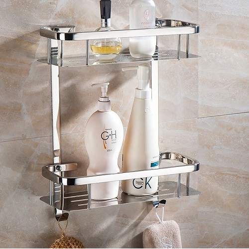 Kệ nhà tắm, kệ để đồ nhà tắm inox sus304 dáng thẳng 2 tầng KVT02