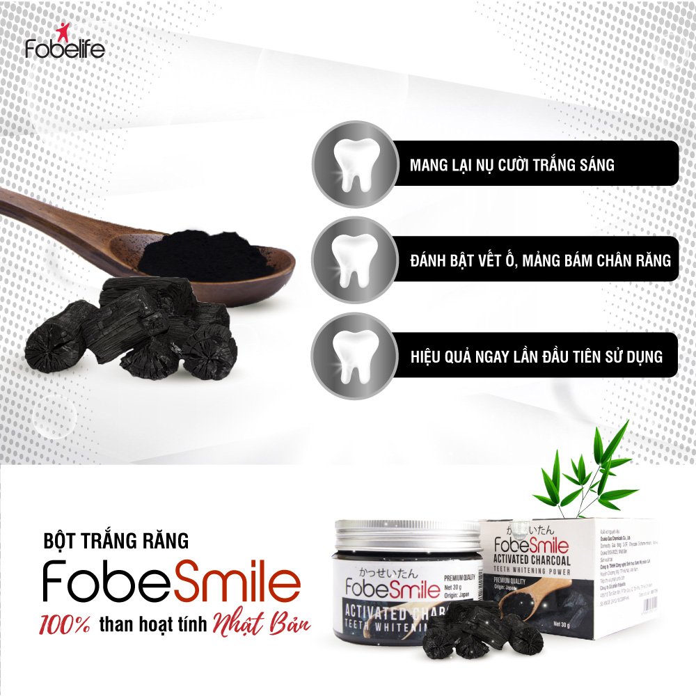 Bột trắng răng Nhật Bản- Fobe Smile- Hũ 30 gram