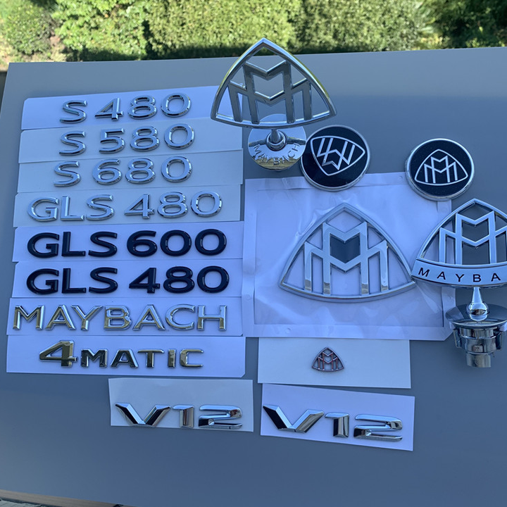 Decal tem chữ GLS600 dán đuôi xe ô tô Maybach, chất liệu nhựa ABS cao cấp, kích thước của chữ 17.5×2.2cm, kiểu chữ đời mới nhất