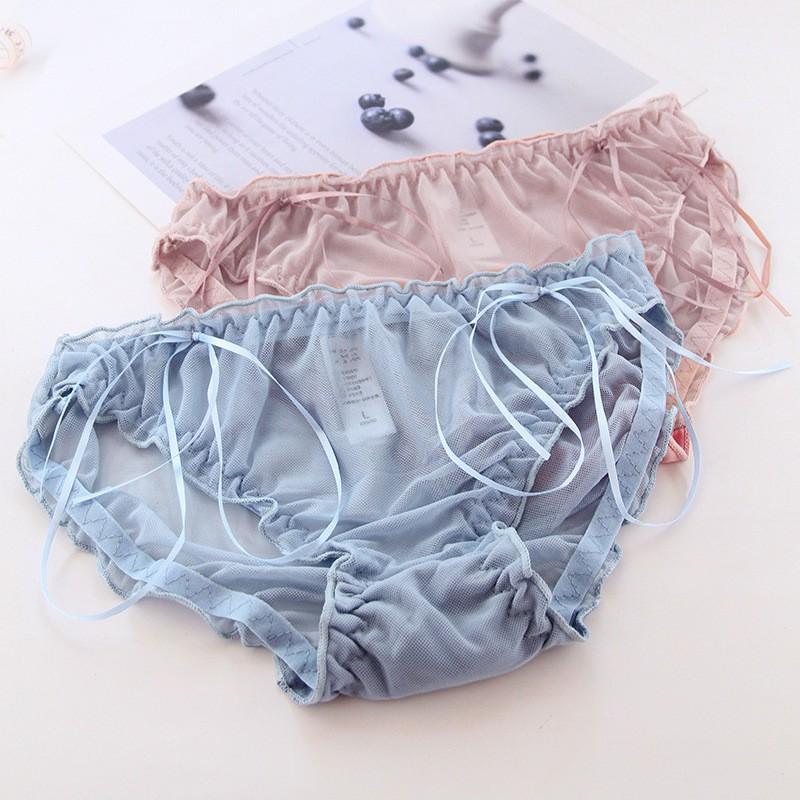 Quần lót ren mỏng phối nơ dây nhún nữ tính sexy gợi cảm S058 Sherry Store