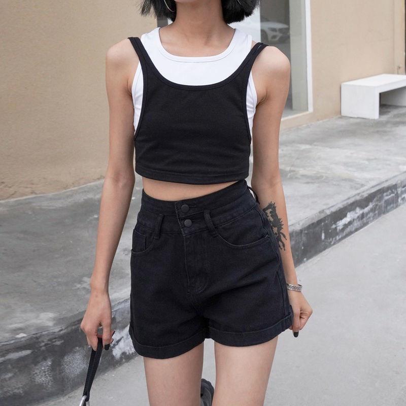 Quần Short Nữ Kaki Đen, Trắng Lưng Cao Dáng Chữ A (KK2N)