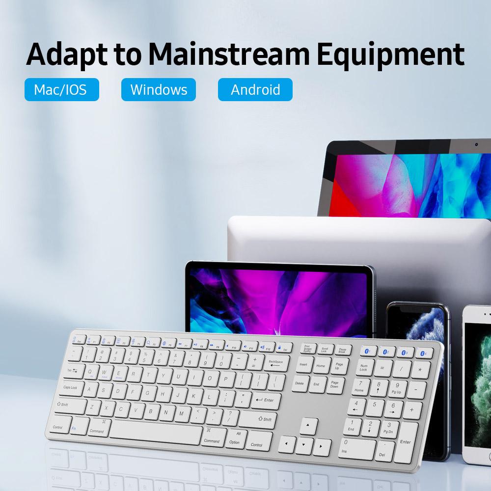 Bàn phím không dây 109 nút Hỗ trợ cho hệ thống IOS / Android / Windows Silver