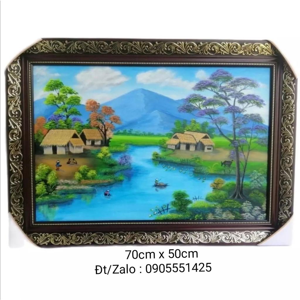 Tranh vẽ tay quê hương. Quà tặng TÂN GIA, khai trương, tặng ông bà, cha mẹ