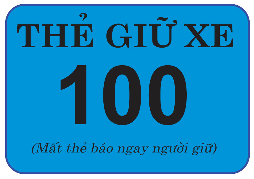 100 thẻ giữ xe , in số, không in thông tin, ép plastic giao màu ngẫu nhiên