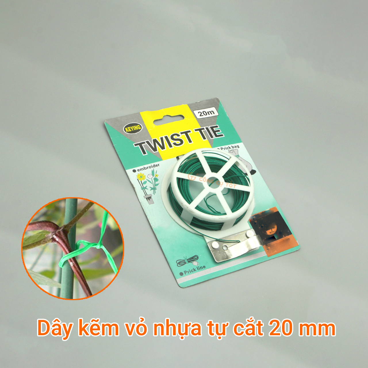 Bộ 2 cuộn dây kẽm buộc đồ vỏ nhựa tự cắt 20m