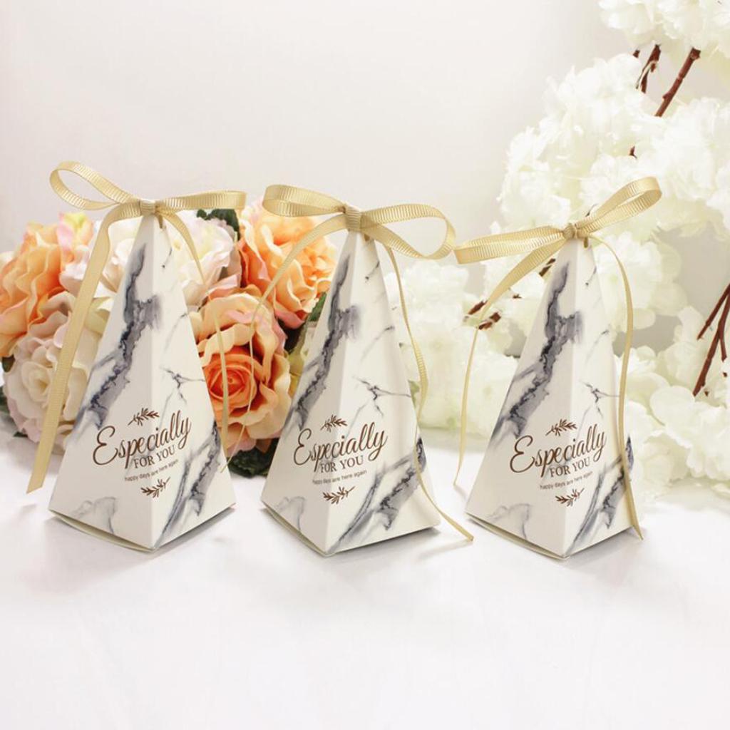 2X 10 Pieces Triangle Shape Chocolate Candy Boxes Gift Boxes Wedding Favors F