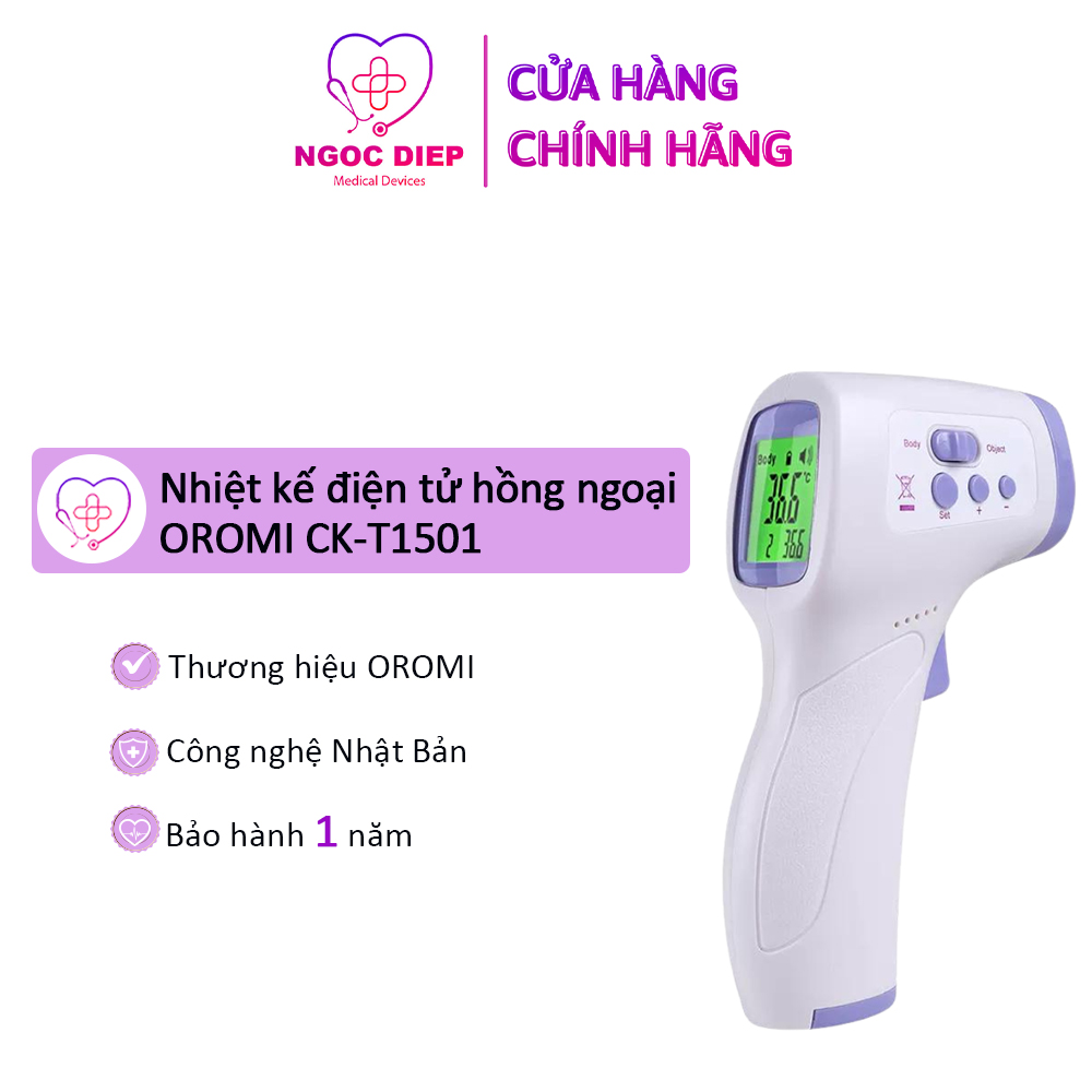 Nhiệt kế điện tử hồng ngoại OROMI CK-T1501 - Máy đo thân nhiệt - Hàng chính hãng