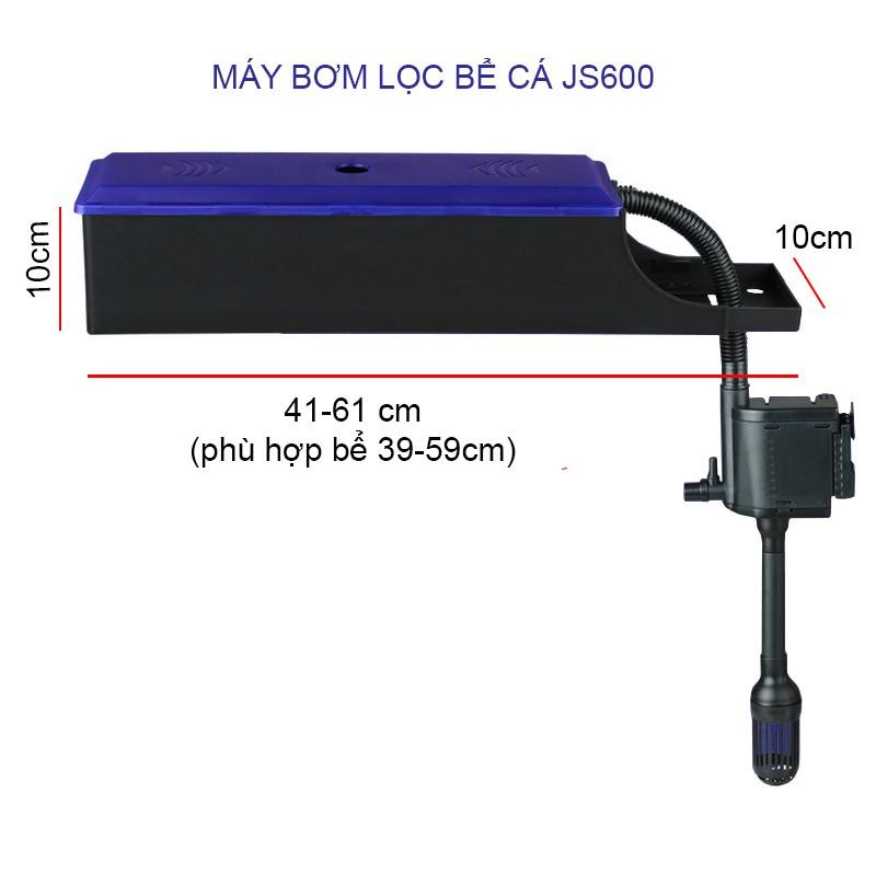BỘ MÁY BƠM LỌC NƯỚC BỂ CÁ CẢNH KIÊM CUNG CẤP KHÍ JS600, BƠM KHÔNG CHỔI THAN 12W/220V