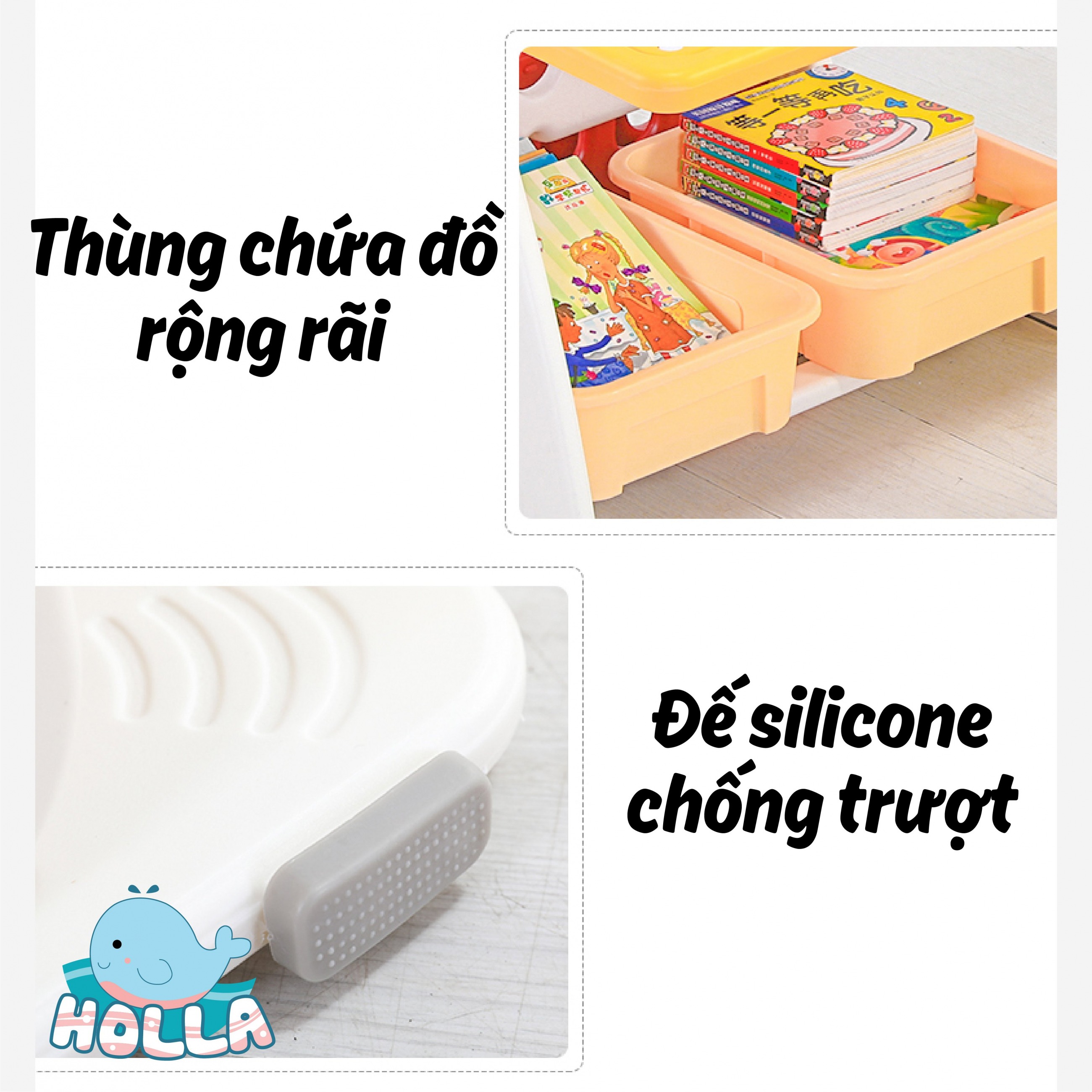 Bảng Vẽ Bàn Học Giá Sách Mèo Holla Cho Bé 1-7 Tuổi - Tặng Kèm Ghế