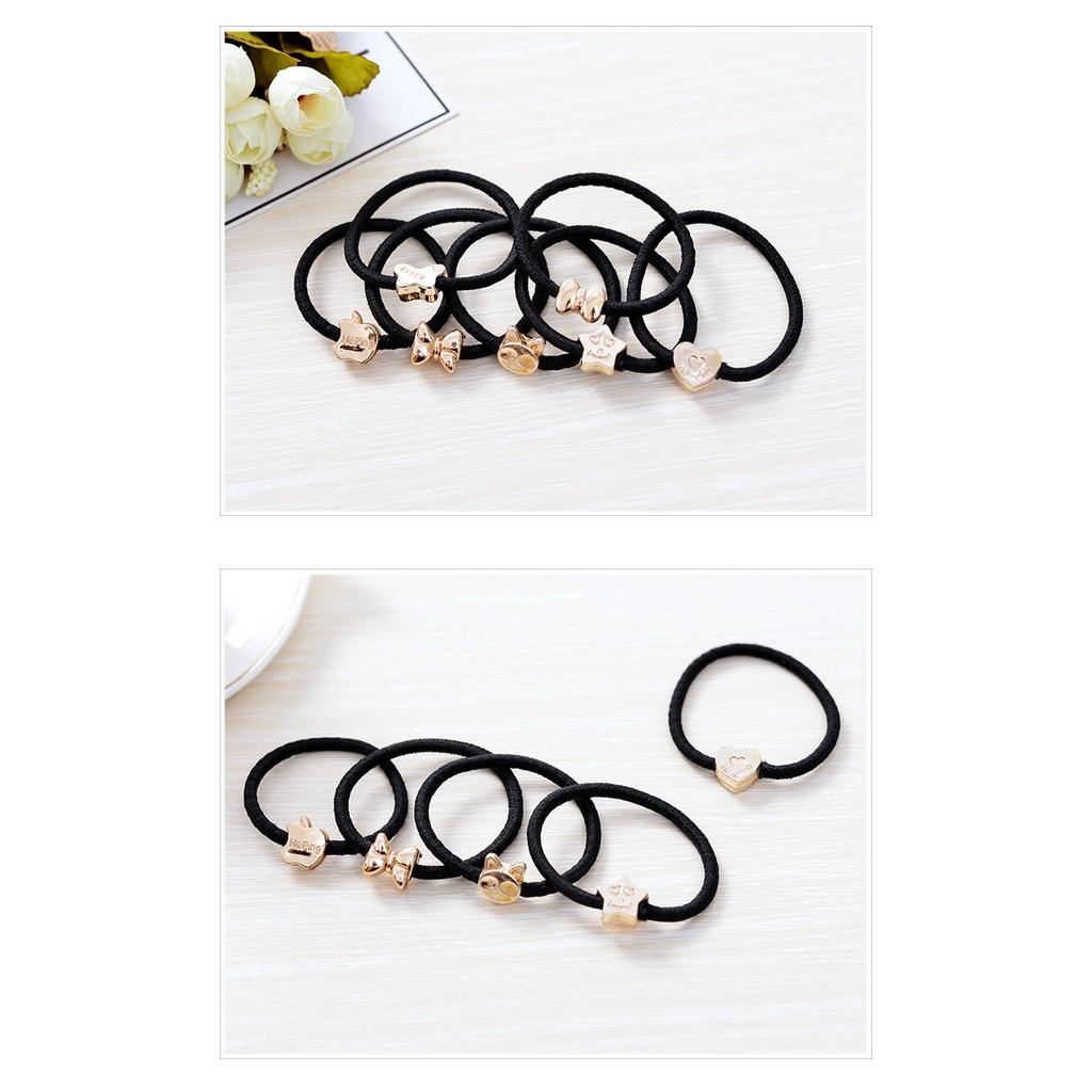 Set 2 sợi Thun cột tóc 1K, dây thun buộc tóc nhiều mẫu 1K