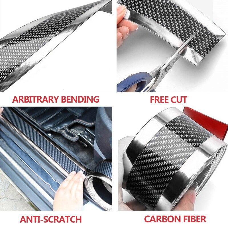 Dán cửa ô tô Miếng dán bảo vệ cửa xe ô tô Dải cản quang 5D bằng sợi carbon Bảo vệ cạnh cửa đa năng