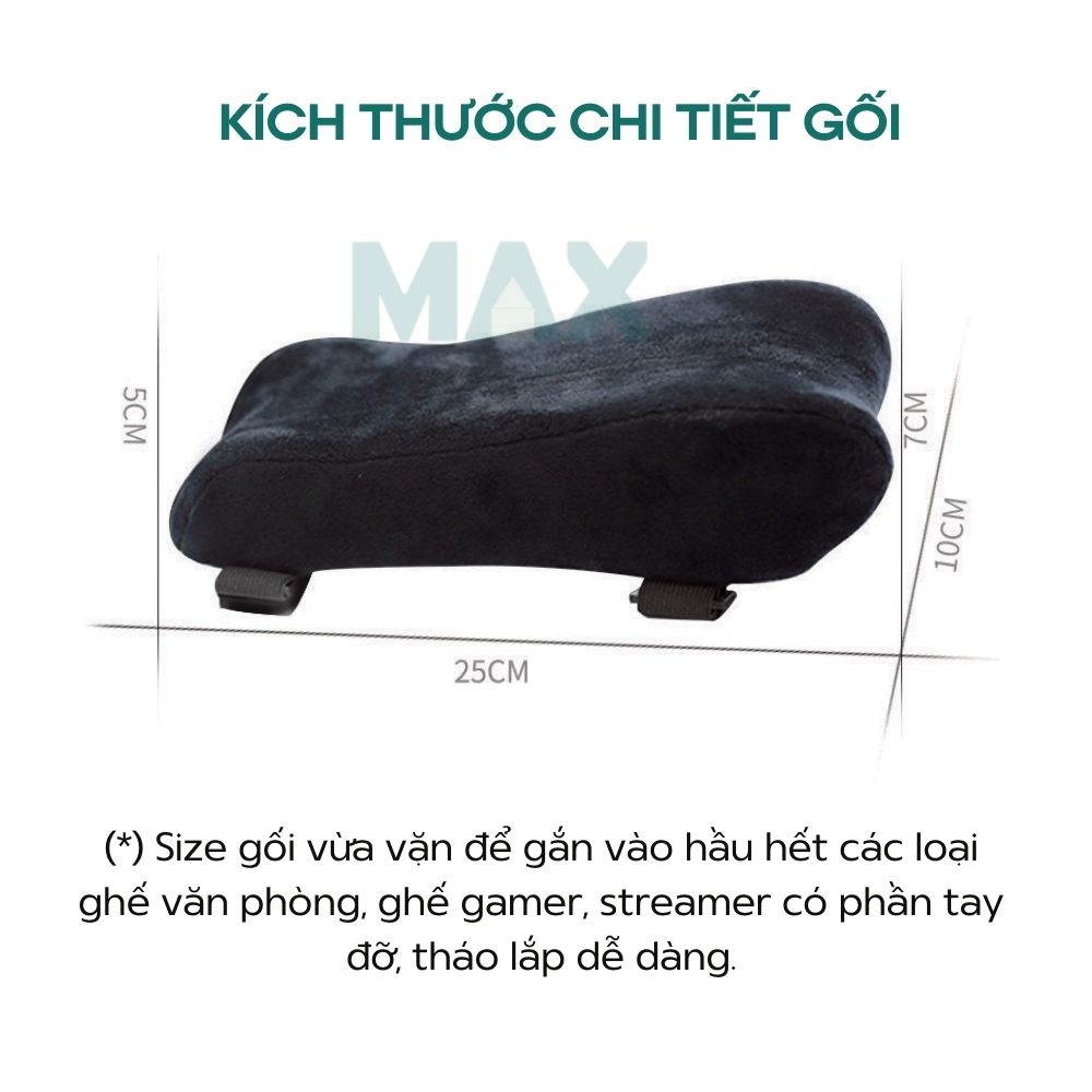 Set 2 cái đệm kê tay/gối tựa tay gắn tay vịn ghế văn phòng,ghế streamer để làm việc/chơi game giúp giảm tê và đau mỏi tay