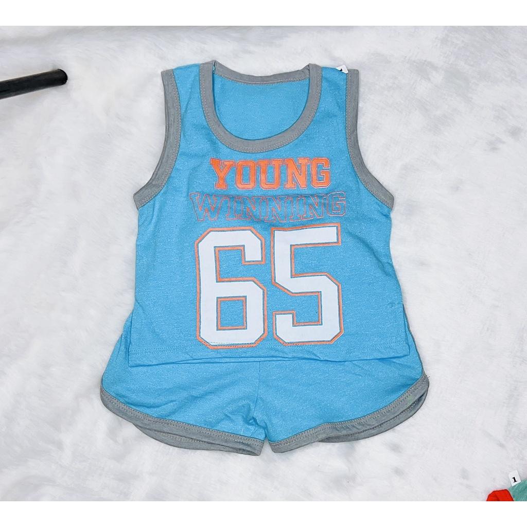 Bộ cotton bé trai bóng rổ quần áo 3 lỗ trẻ em fom rộng từ 1 - 5 tuổi 8 đến 18kg