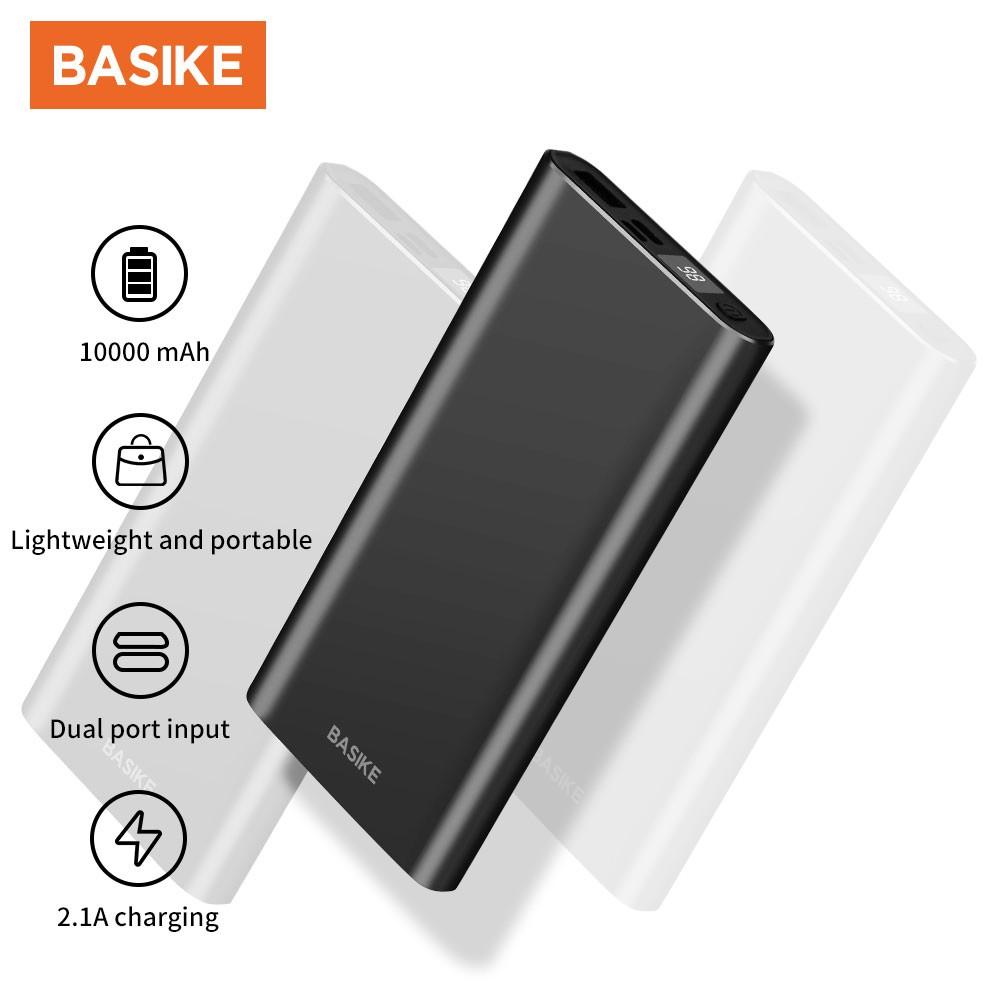 Sạc dự phòng 10000mAh BASIKE PT68P màn hình kỹ thuật số đèn LED vỏ kim loại mỏng nhỏ gọn cho iPhone Samsung Huawei-Hàng chính hãng