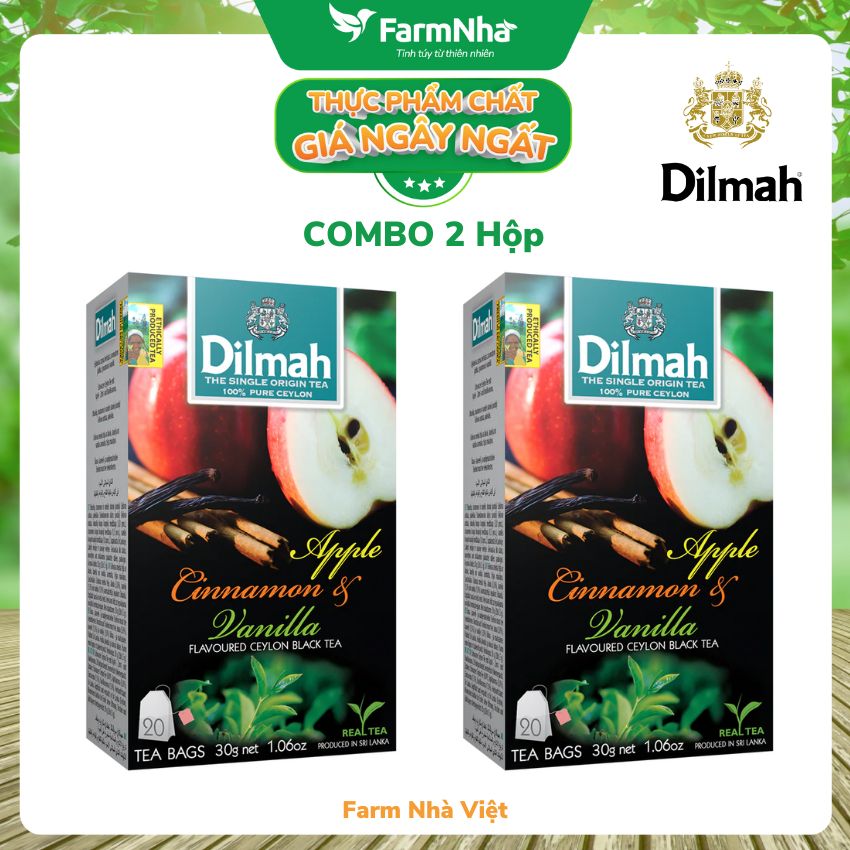 Trà Dilmah Apple Cinnamon & Vanilla Hương Táo Quế & Vanilla 30g 20 túi x 1.5gr - Tinh hoa trà Sri Lanka