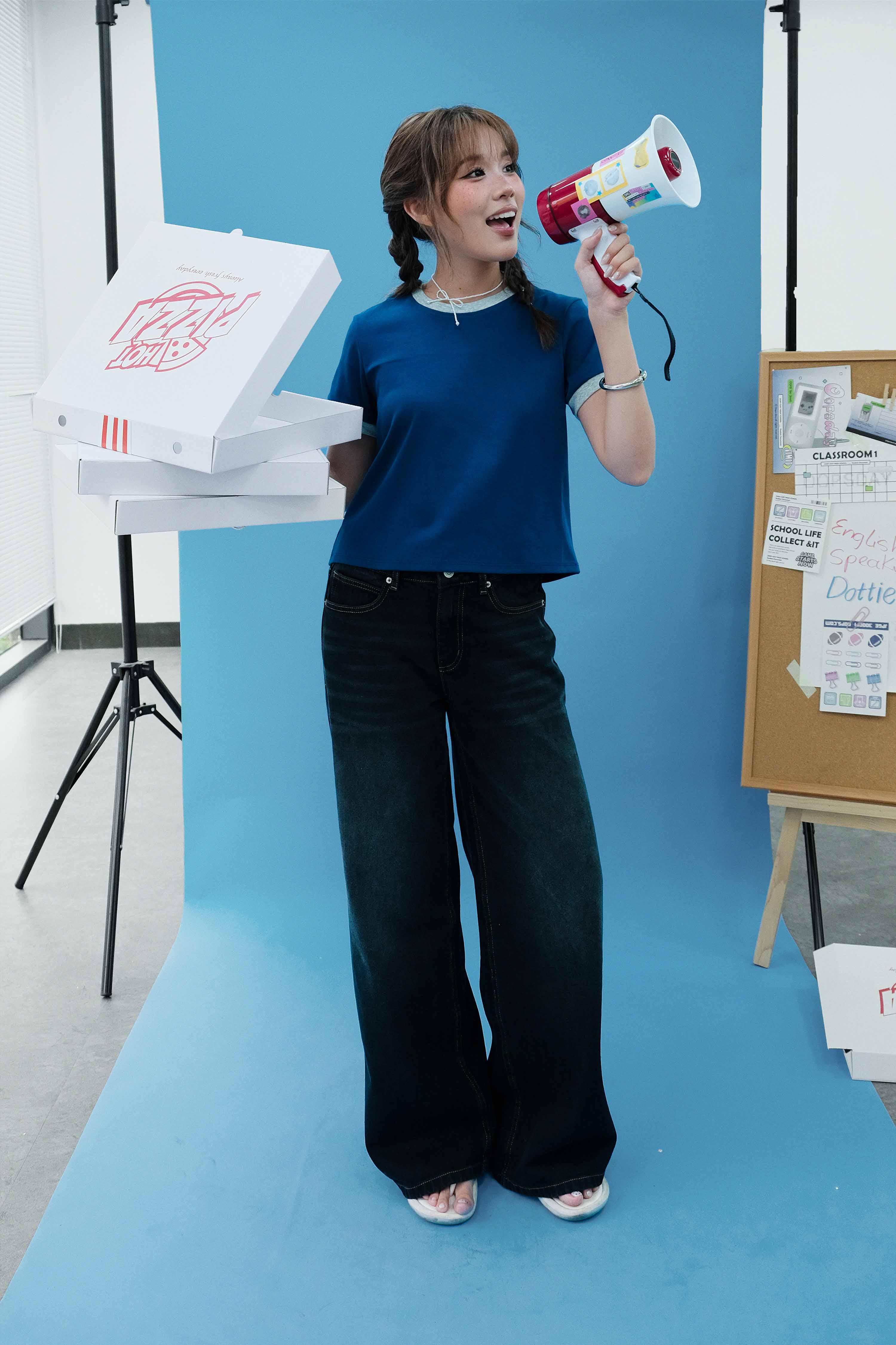 DOTTIE - Quần jeans ống rộng lưng thấp - Đen - Q0405