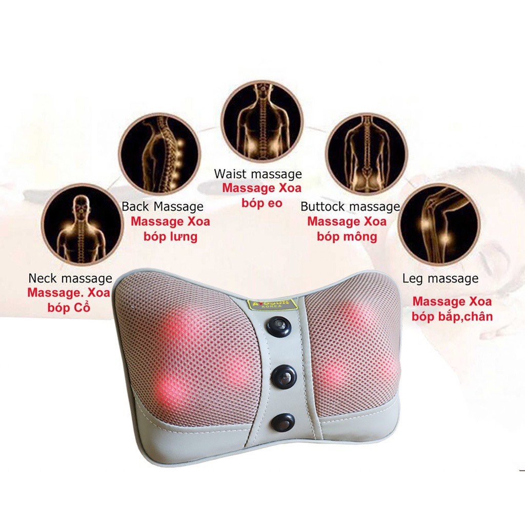 Gối Massage Cổ Vai Gáy Hồng Ngoại Đa Năng 20 Bi Cao Cấp, Bảo Hành 12 Tháng