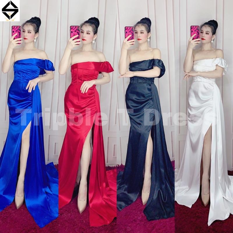 Đầm maxi body dạ hội lệch 1 vai sang trọng xẻ đùi TRIPBLE T DRESS - size S/M/L - MS206Y