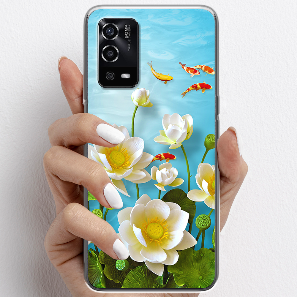 Ốp lưng cho Oppo A55, Oppo A95 nhựa TPU mẫu Hoa sen cá chép đỏ