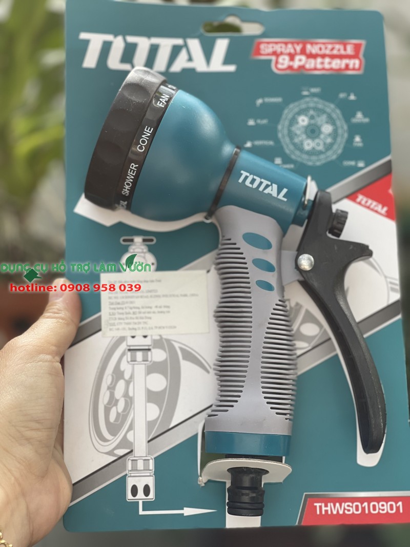 Vòi xịt tưới cây Total 8 cấp độ tưới , chuyên dùng làm vườn, xịt sân nhà , rửa xe, tưới cây nhiều lựa chọn khác nhau