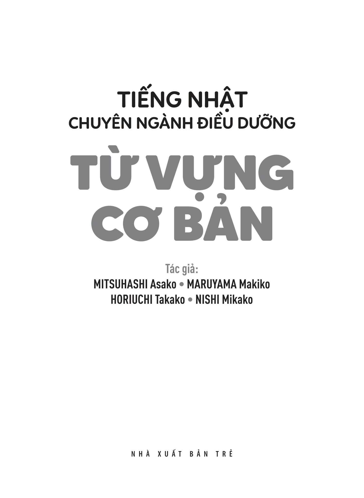 Tiếng Nhật Chuyên Ngành Điều Dưỡng Dành Cho Người Mới Bắt Đầu - Từ Vựng Căn Bản - Bản Dịch 2 Thứ Tiếng English Tiếng Việt