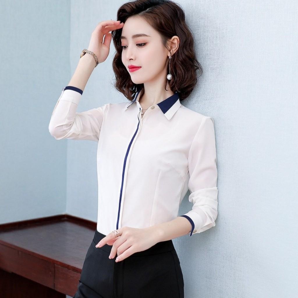 Áo Sơ Mi Nữ Dài Tay Viền Nẹp YG855 Chất Vải Cao Cấp, Bền đẹp