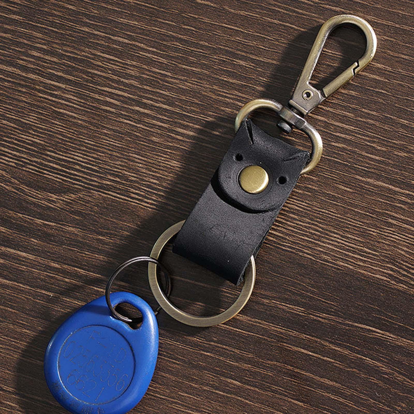 Leather Keychain Key  Unisex Business Key Chain  Fob Black