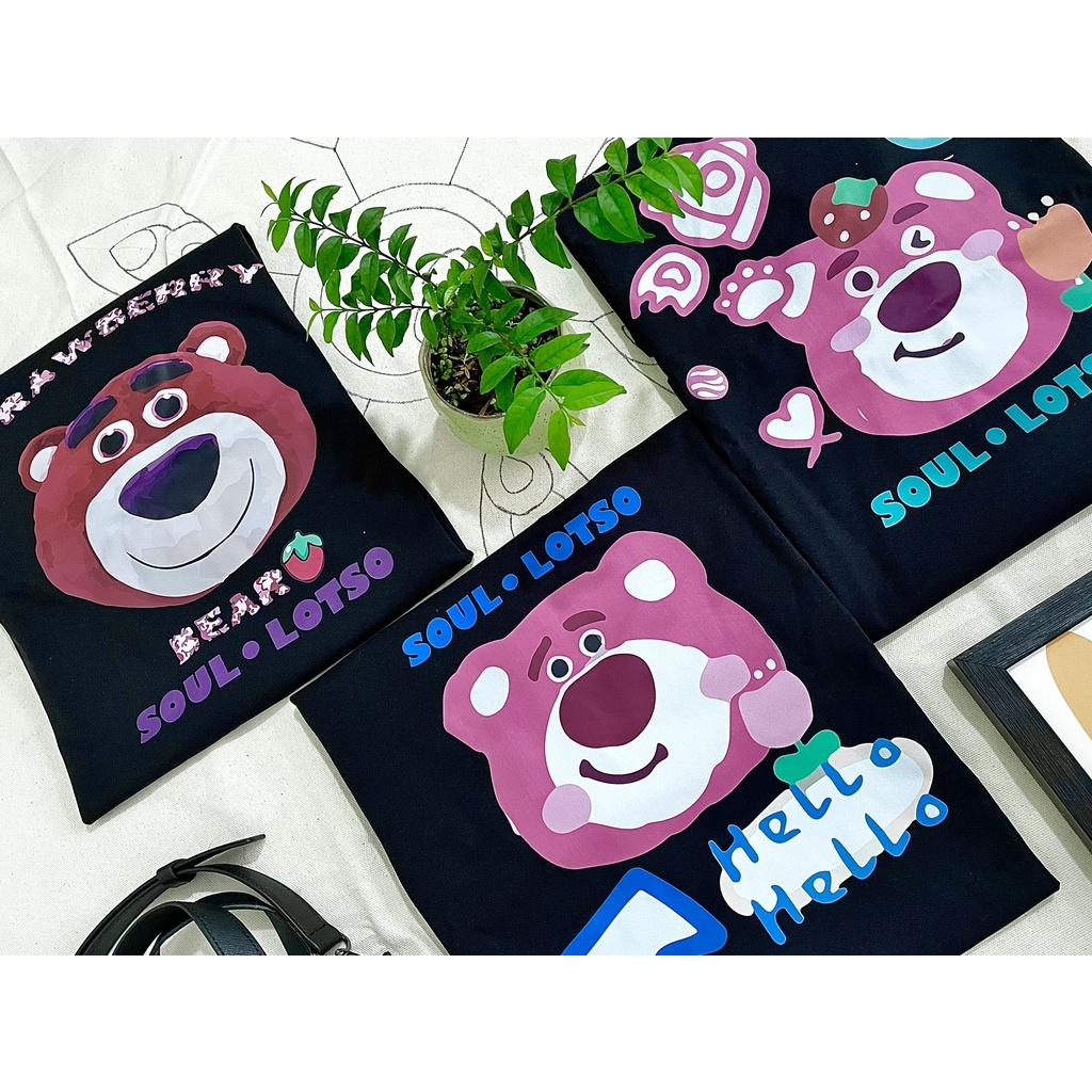 Áo thun gấu dâu Soul Lotso hỏa tiễn, Áo phông unisex nam nữ oversized tay lỡ form rộng streetwear
