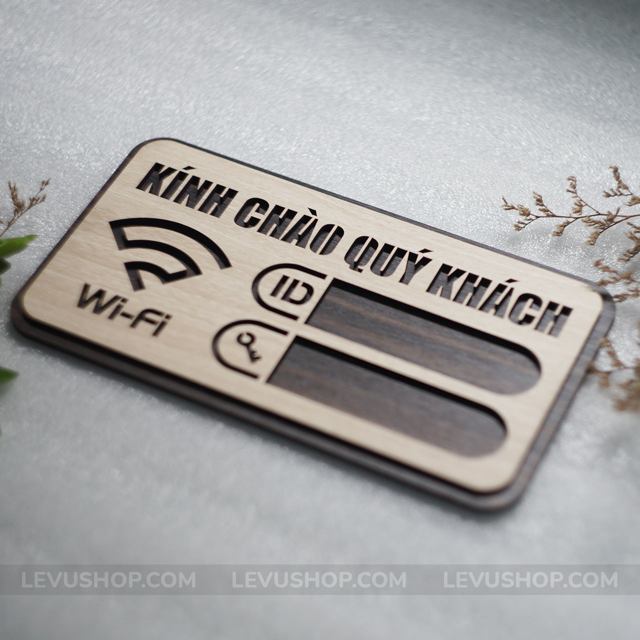 Bảng ghi thông tin wifi LEVU TW02 trang trí cho quán cà phê trà sữa hiện đại