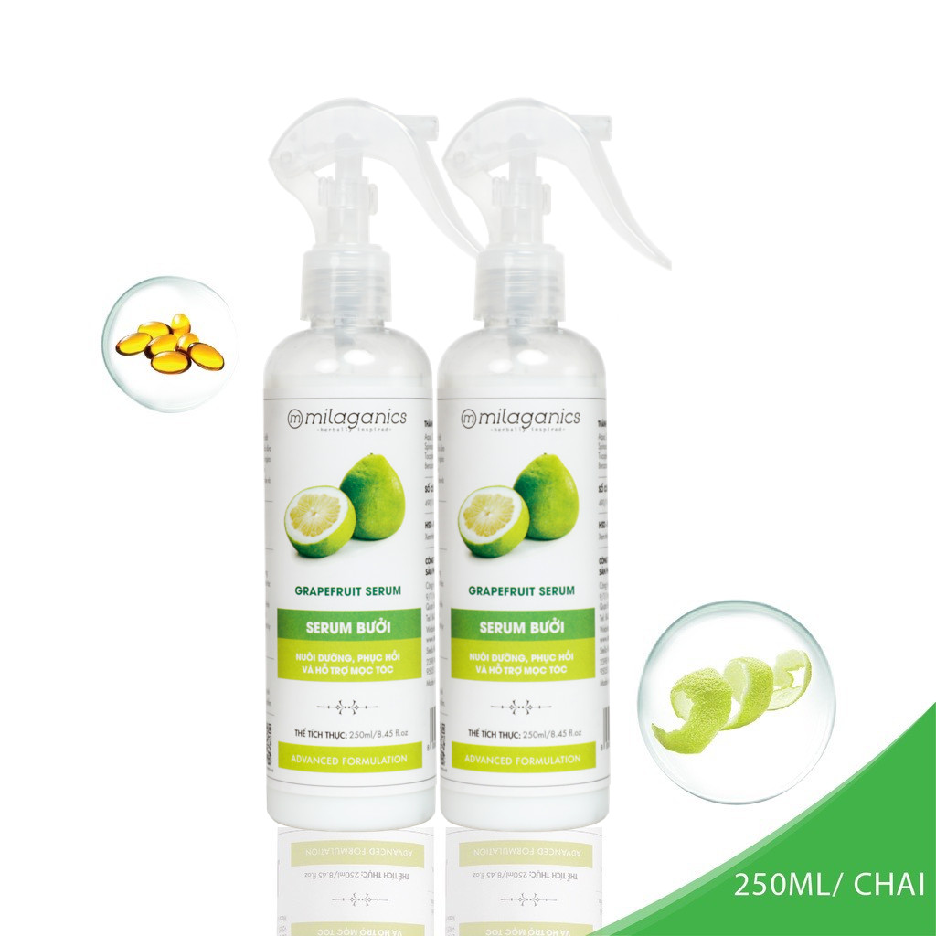 Combo 2 Serum Bưởi Kích Thích Mọc Tóc Milaganics (250ml/ chai)