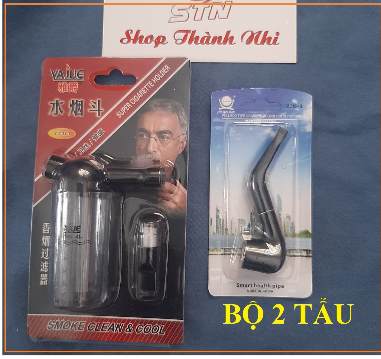 Bộ 2 tẩu thuốc nhựa dẻo gắn điếu và tẩu nước bảo vệ sức khỏe, Shop Thành Nhi CB002