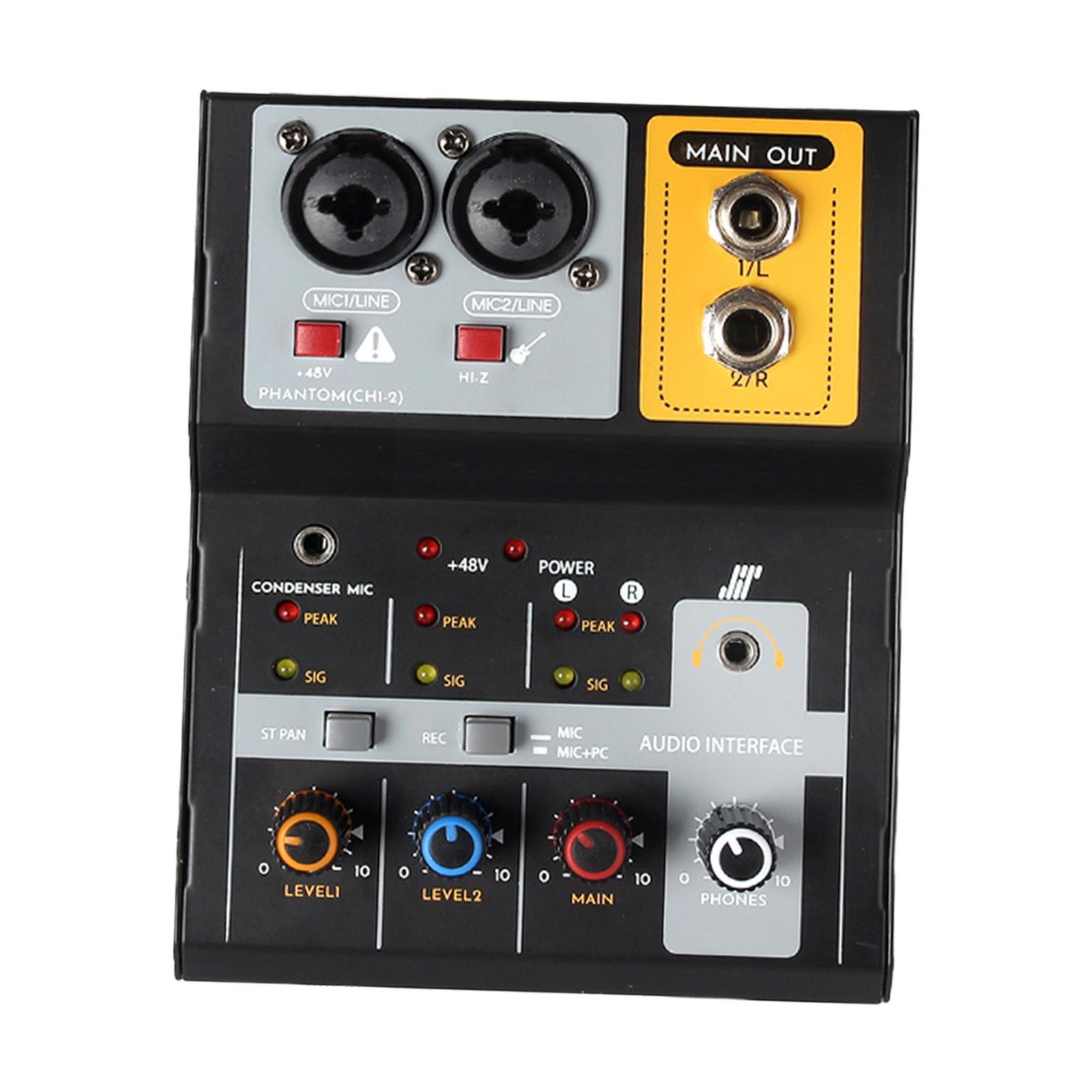 Mini Audio Mixer 48V Mini Sound Board Console for Live KTV