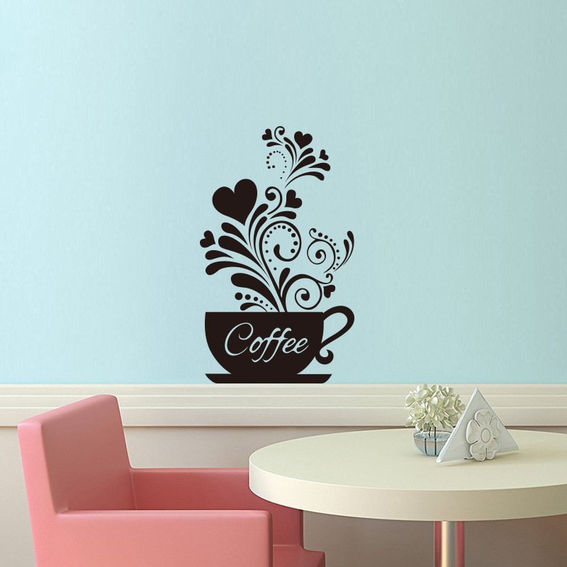 Decal dán tường coffe size lớn hoa văn độc đáo