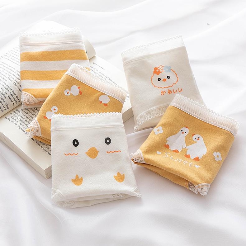 Quần Lót Nữ Cotton Kháng Khuẩn Hình Ngỗng Con Viền Ren Ngang Eo . Hàng Loại Đẹp.