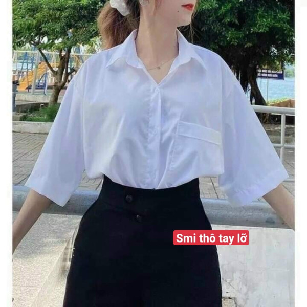 Sơ mi tay lỡ học sinh