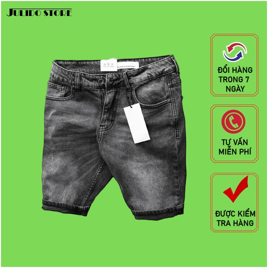 Quần short jean nam B888 co dãn kiểu dán trẻ trung đơn giản thêu họa tiết Julido thời trang hàn quốc