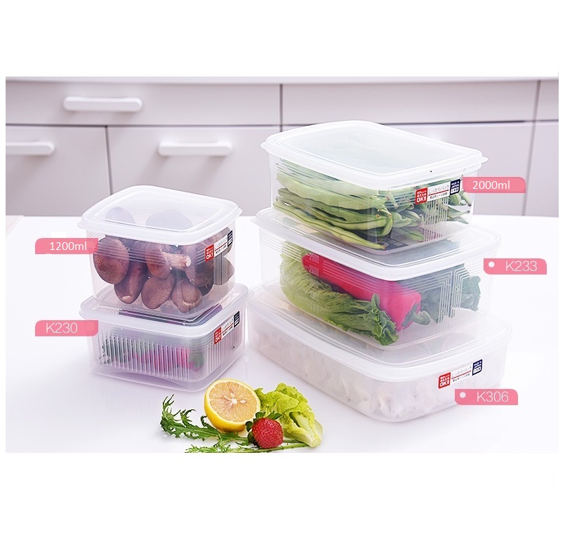 Set 02 hộp đựng thực phầm Nakaya 1200ml và 2000ml, thiết kế tinh tế, đẹp mắt, khả năng giữ kín hơi vượt trội - nội địa Nhật Bản