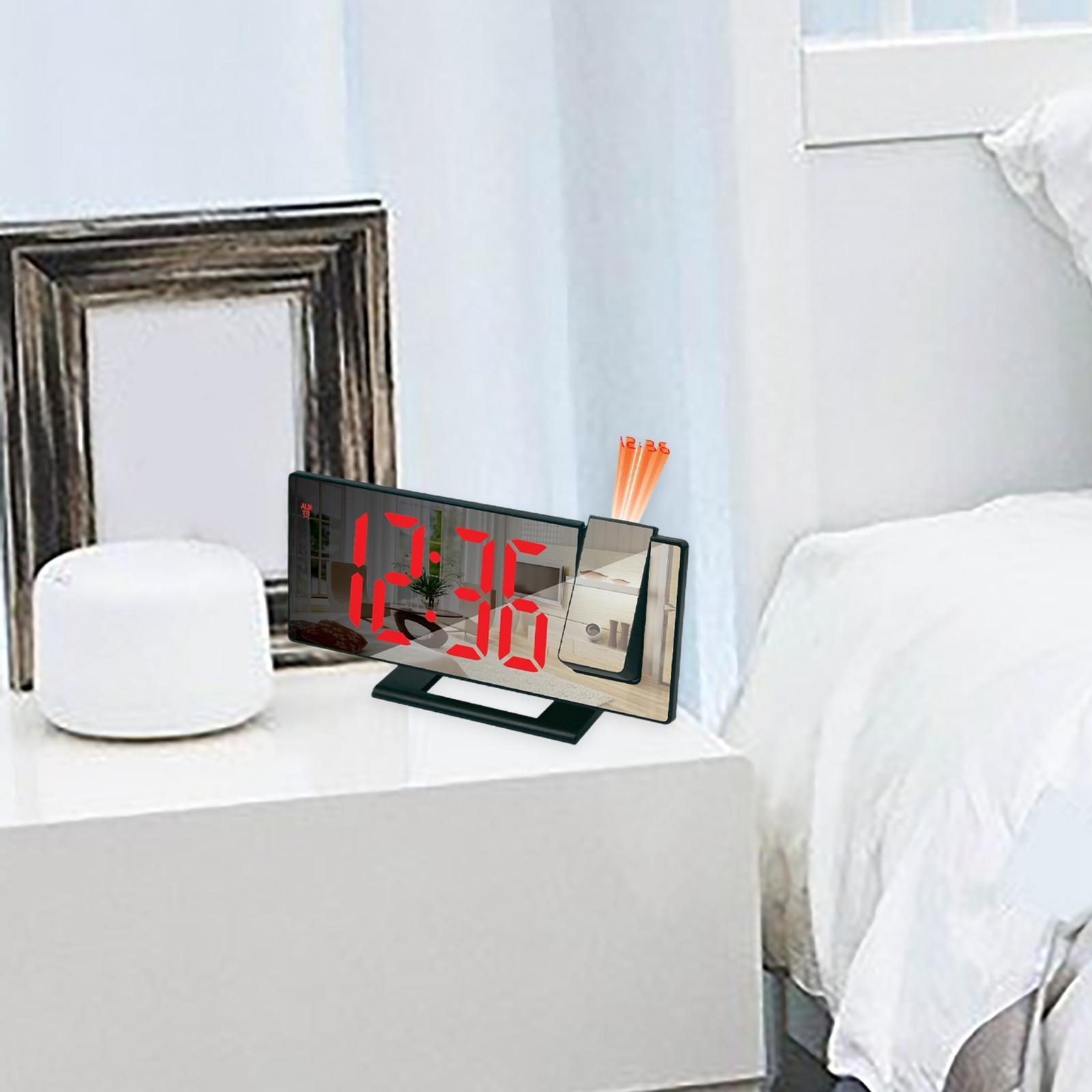 Mirror Surface Snooze /24H Desktop Clock Auto Dimmer LED Screen for Elderly Children