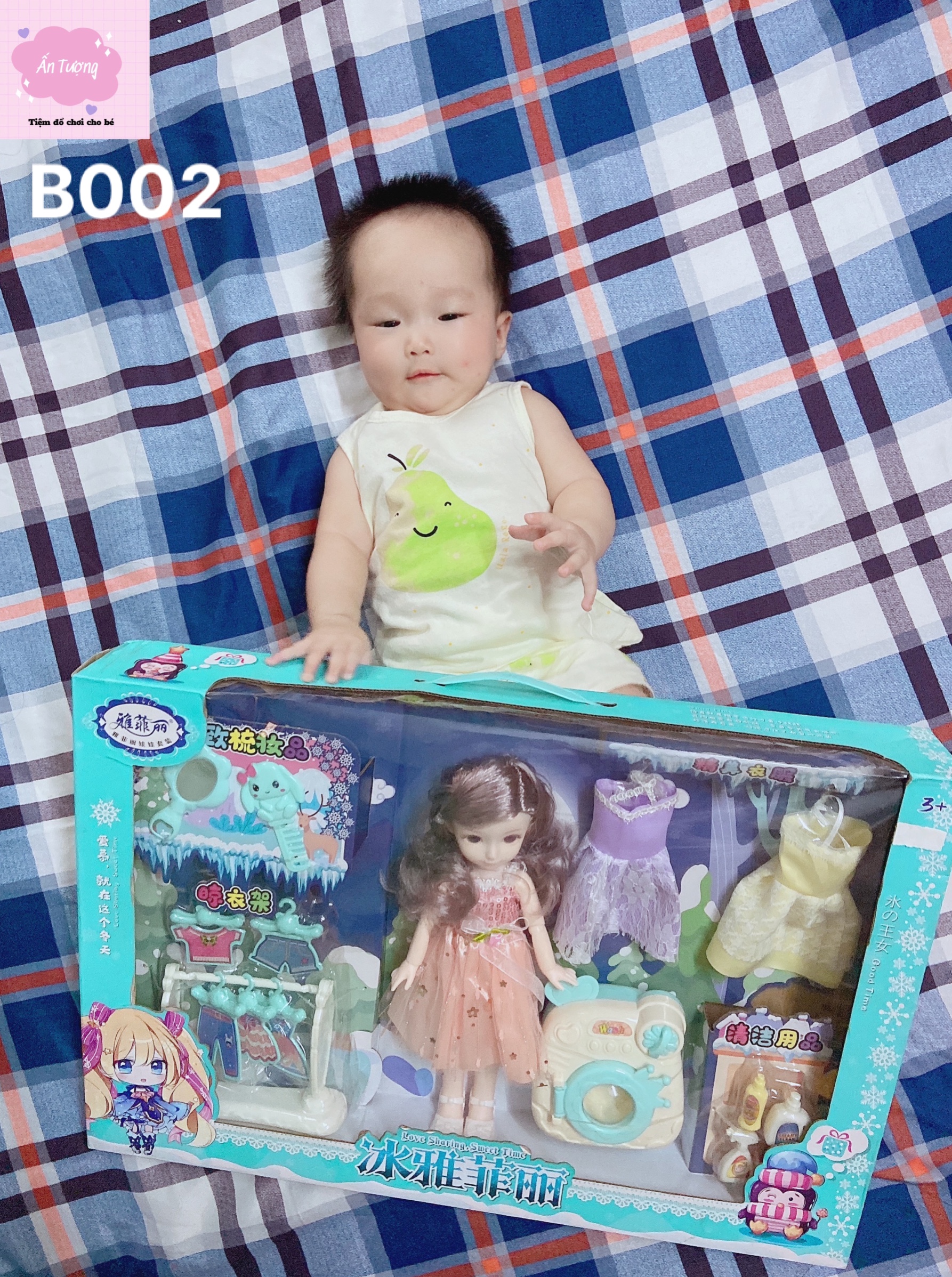 Đồ chơi bé gái - Đồ chơi búp bê- Hộp búp bê Barbie, búp bê BJD 30cm với khớp xoay xinh xắn kèm phụ kiện máy giặt, đầm...