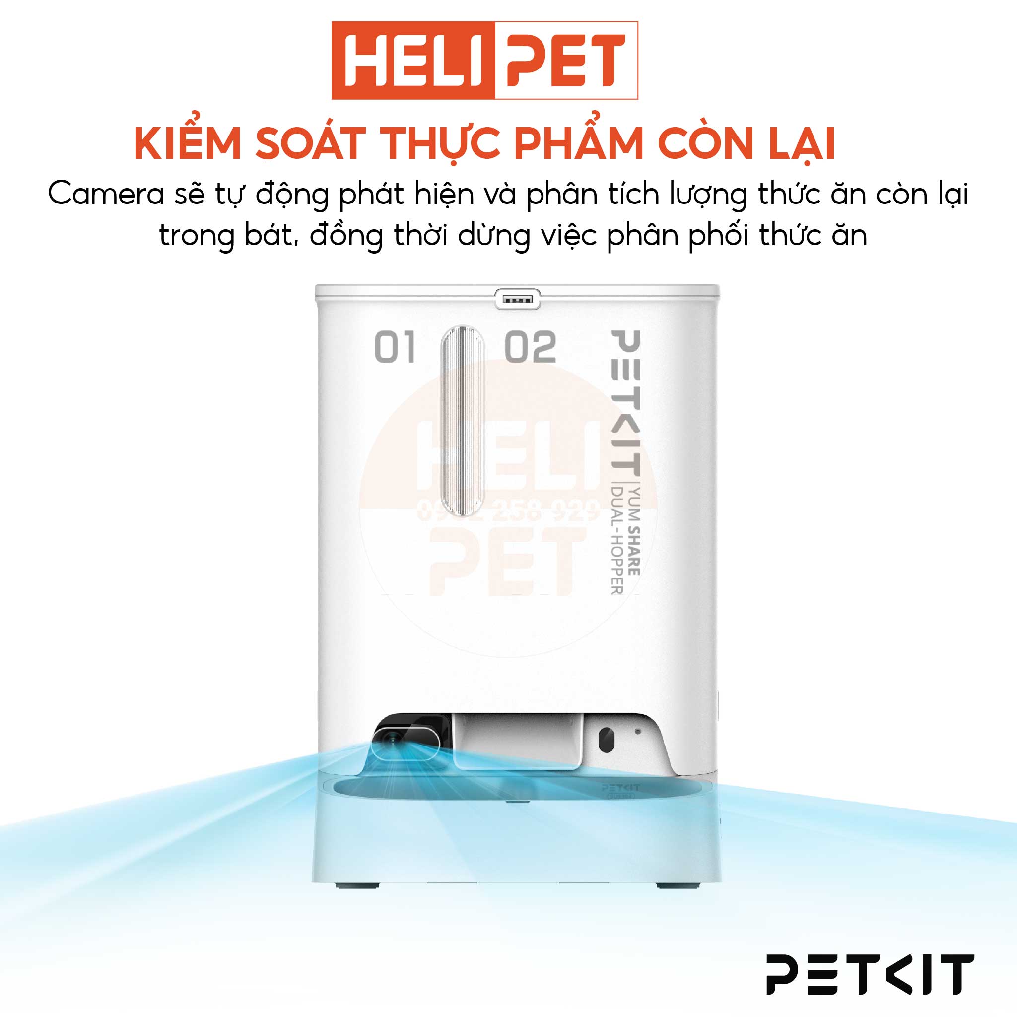 Máy Nhả Hạt Tự Động Cho Chó Mèo PETKIT Gemini YumShare Camera Có Hai Ngăn Dung Tích 5 Lít- HeLiPet