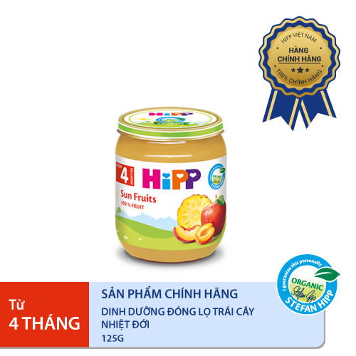 (date T6.24) Dinh dưỡng đóng lọ ăn dặm Trái cây nhiệt đới HiPP Organic 125g